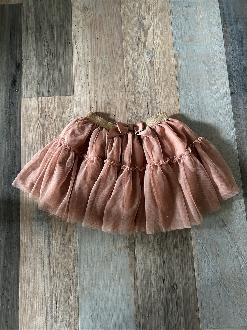 H&M Girls' Tulle Skirt Gold Elastic Waistband Brown Gold Sz 3/4T Summer Party